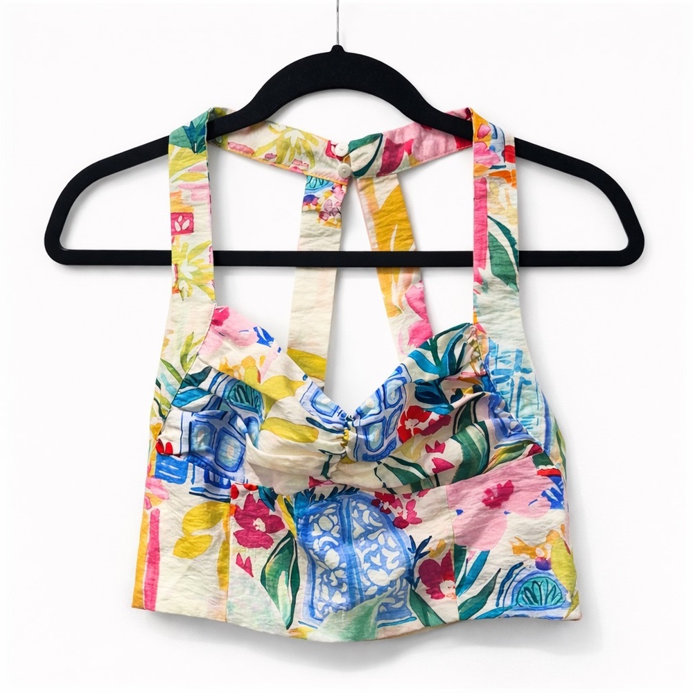 NWT Island Print Halter Crop Top by Dress Forum, size small 🏝️
